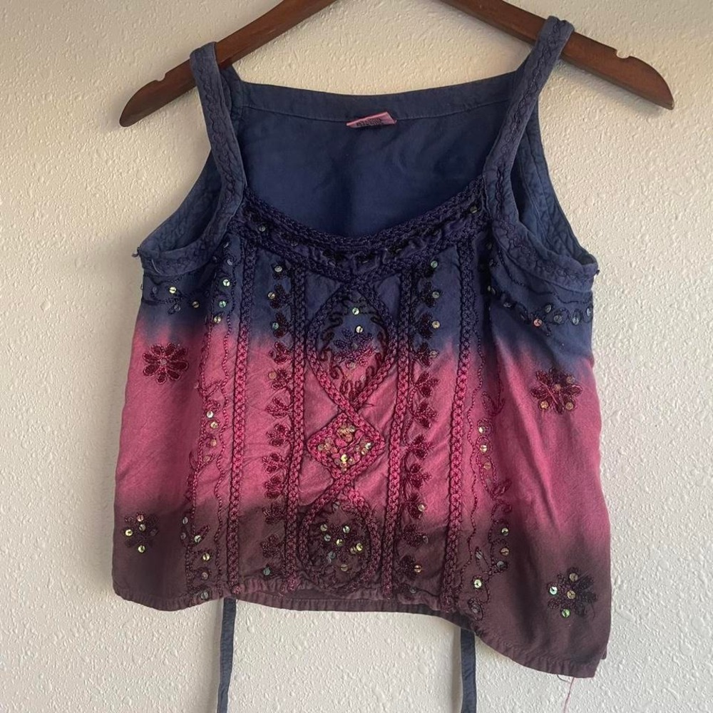 Vintage 80s /‎ 90s Boho Hippie Sequined Cotton Blouse - Picture 2 of 6